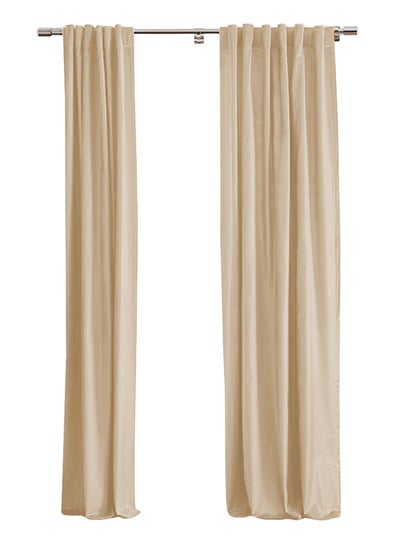 Buy Velvet Curtain Beige 140x140cm in Saudi Arabia