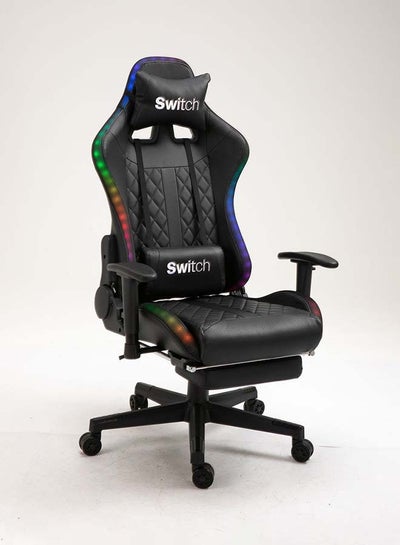 Swivel Gaming Chair Ergonomic Recliner w/ RGB LED Lights Massage Lumbar  Support