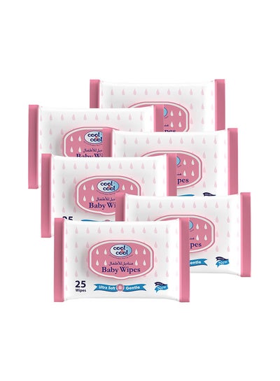 Buy Pack of 6 Baby Travel Wipes 25's in UAE