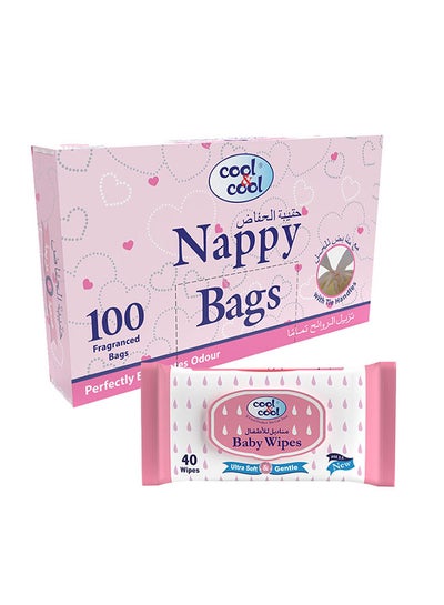 Buy Nappy Bags 100's+Baby Wipes 40's Pack in UAE