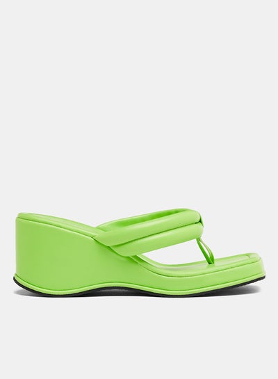 اشتري Quilted Wedge Heel Sandals Green في الامارات