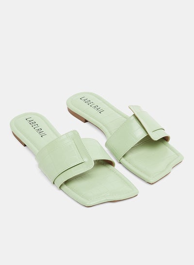 Buy Croc Square Flat Sandals Green in UAE