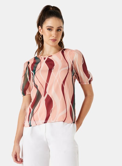 Buy Wave Print Top Light Pink in Saudi Arabia