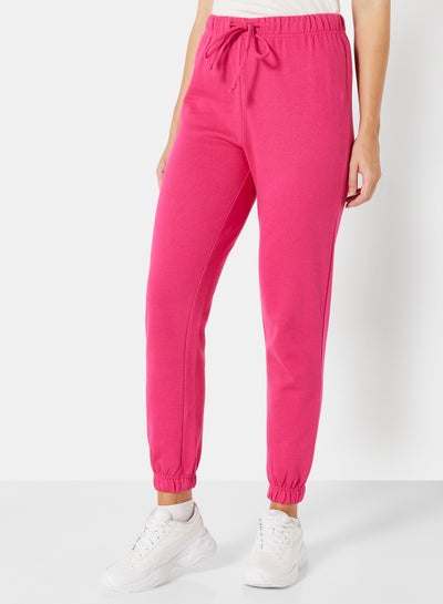 Buy Knitted Drawstring Sweatpants Pink in UAE