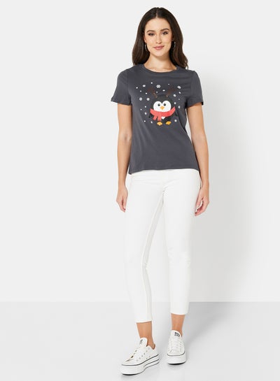 Buy Penguin Graphic Christmas T-Shirt Navy in UAE