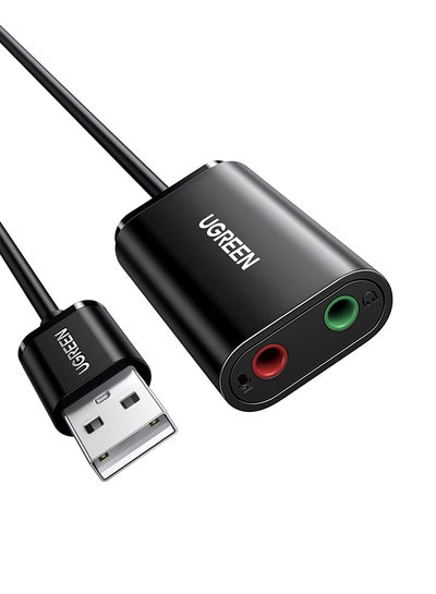 اشتري محول صوت بمنفذ USB ببطاقة صوت ستيريو خارجية مع مقبس سماعة رأس وميكروفون مقاس 3.5 مم أسود في مصر