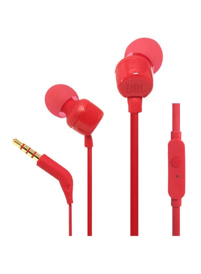 Buy Tune 110 Wired In-Ear Headphones - Deep Pure Bass - 1-Button Remote - Tangle Free Cable - Ultra Comfort Fit Red in UAE