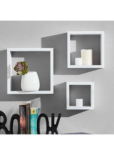 Buy Nicole 3-Piece Cube Wall Shelf Set White 25x9x25cm in Saudi Arabia