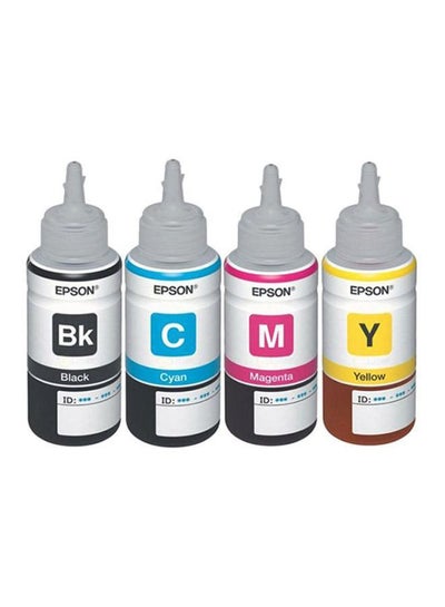 Buy 4-Piece Refillable Ink Bottle Black/Cyan/Magenta/Yellow in UAE