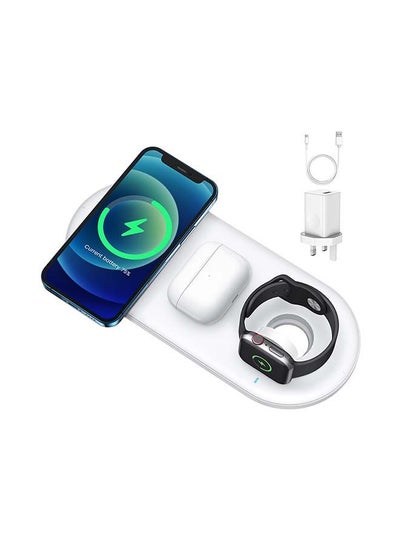 Buy 3 in 1 Wireless Charger 20W with 24W Cable Suit White in UAE
