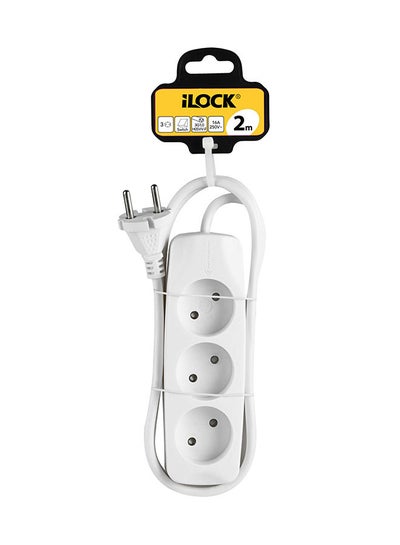 Buy PluGuard Power Strip 3 Outlets With Cable 2 m 3500W - 250V - 16A white in Egypt