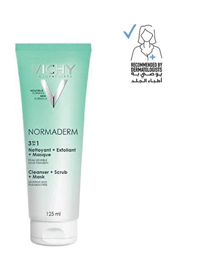 Buy Normaderm 3 In 1 Cleanser Scrub And Mask For Oily/Acne Skin With Salicylic Glycolic Acid 125ml in Saudi Arabia