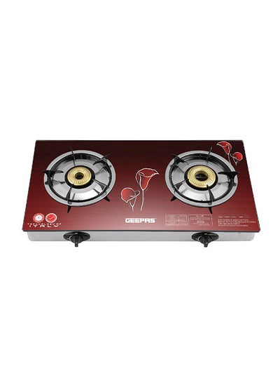 Buy Double Burner Glass Top Gas Stove Stainless Steel Frame and Tray  Auto Piezo Ignition GK5602 Red in UAE