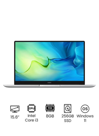 Buy MateBook D15 With 15.6-Inch Display, Core i3 1115G4 Processor/8GB RAM/256GB SSD/8GB Intel Iris XE Graphics/Windows 11 English/Arabic Mystic Sliver in Egypt
