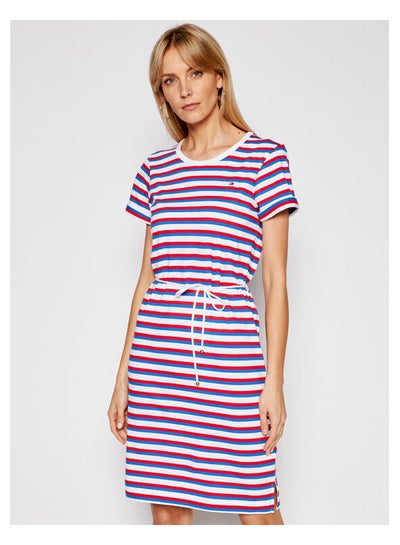 Buy Angela Striped T-Shirt Dress Multi Stripe / White in Egypt