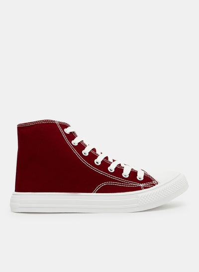 اشتري High Top Canvas Sneakers Red في السعودية