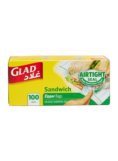 Buy Zipper Food Storage Sandwich Bags 100 Count 14.4cm x 16.5cm in UAE