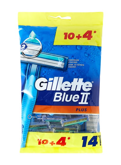 Buy Blue II Plus Mens Disposable Razors 10+4 Count in UAE