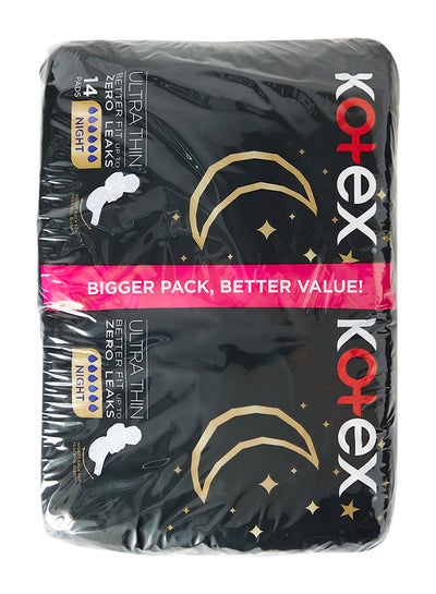 Buy Ultra Thin Night With Wings 14 Sanitary Pads Pack Of 2 in UAE