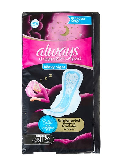 Buy Dreamzz Pad Cotton Soft Maxi Thick, Night Long Sanitary Pads With Wings, 20 Count in UAE