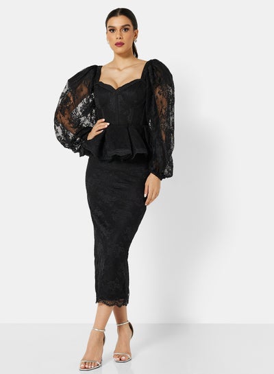 Black Peplum Midi Dress – iwearmystyle