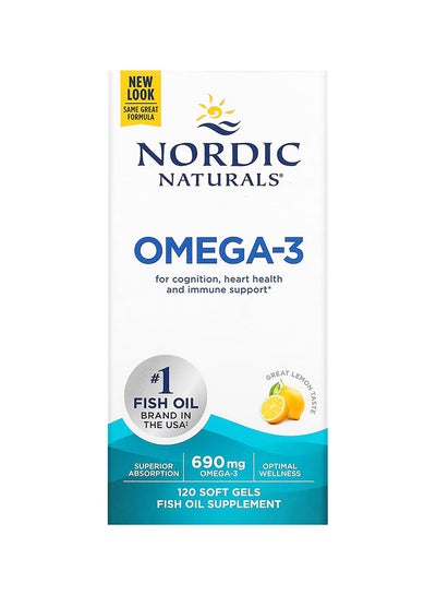 Buy Omega-3 Lemon Dietary Supplement 690 mg - 120 Softgels in Saudi Arabia