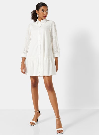اشتري فستان شيفلي بتصميم قميص أبيض في السعودية