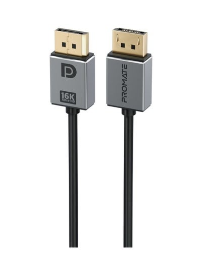 Buy Display Port 2.0 Cable With HD 16K@60Hz Display 80Gbps Bandwidth And 2m Slim Cable Black in Egypt