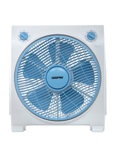 Buy Powerful Personal 3 Speed Box Fan with Copper Motor Table Fan for Office Home Floor Fan 60 Minutes Timer with Fan Guard 12 Inch Floor Fan GF21113 White/Blue in UAE