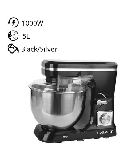 Buy 3 In 1 Stainless Steel Bowl Stand Mixer 5.0 L 1000.0 W SMX-140 Black/Silver in UAE