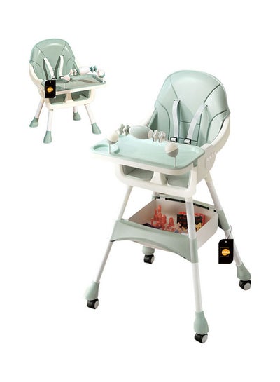 Buy Reinforced Five Point Safety Belt Portable Four Wheel Baby Dining Chair in Saudi Arabia