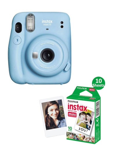 اشتري كاميرا Instax Mini 11 للأفلام الفورية مع مجموعة من 10 أفلام باللون الأزرق السماوي في السعودية