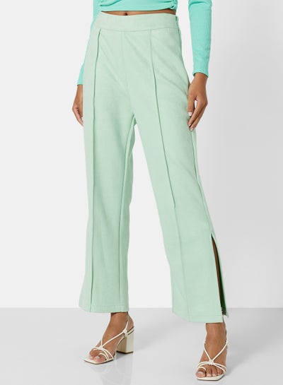 Buy Dart High Waist Flared Pants Green in Saudi Arabia