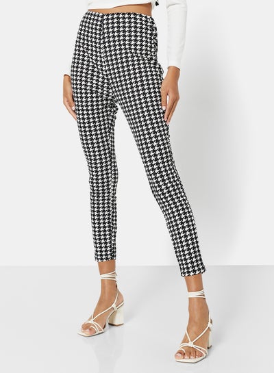 Buy Houndstooth High Rise Leggings Black/White in UAE