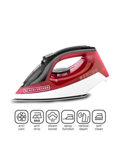 Buy Steam Iron with Non-Stick Soleplate/Anti-Drip/Anti-Calc/Self Clean Function 300.0 ml 1600.0 W X1550-B5 Red/Black/White in Saudi Arabia