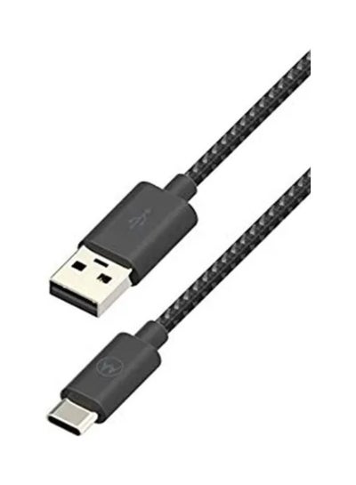 Buy Braided Nylon USB A To USB C Charging Cable Black in Saudi Arabia