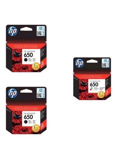 Buy 650 2 Black + 1 Color Original Ink Cartridge CZ101+102AK Multicolour in Saudi Arabia