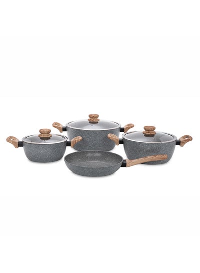 اشتري 7-Piece Cookware Set Grey 28cm في السعودية