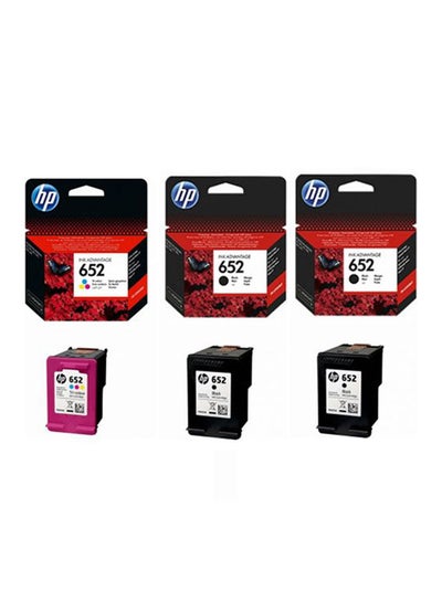 Buy Pack of 3  (2-Piece 652 Black + 1 PC 652 Tricolor) Original Ink Cartridge Tricolour & Black in Saudi Arabia