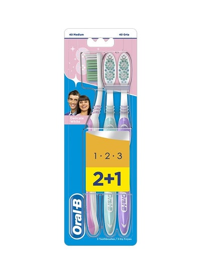 Buy Oral-B 3-Effects Delicate White Toothbrush Medium 3 Pack in Egypt