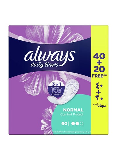 اشتري Comfort Protect Daily Liners, Normal And Scented, 60 Piece في الامارات