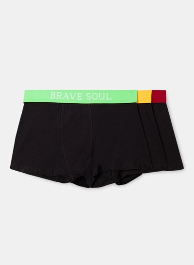 Buy Contrast Waistband Trunks (Pack of 3) Black in Saudi Arabia