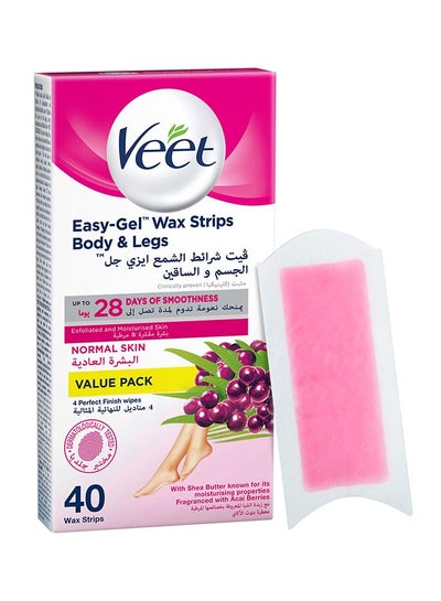 Buy Hair Removal Easy Gel Wax Strips Normal Skin 30 Strips With 10 Strips in UAE