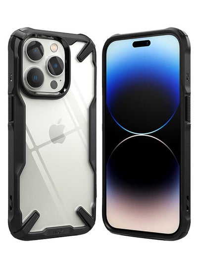 Buy Hard Fusion-X Ergonomic Transparent Shock Absorption TPU Bumper Cover For iPhone 14 Pro Black in UAE