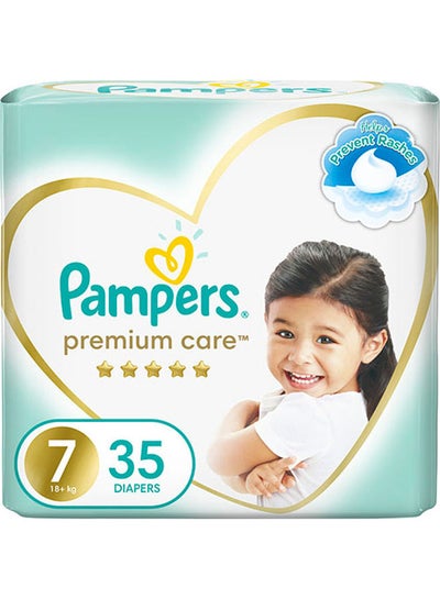 اشتري Premium Care Diapers, Size 7, 18+ Kg The Softest Diaper and the Best Skin Protection, 35 Count في السعودية