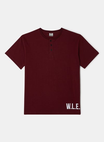 Buy WLE Grandad T-Shirt Damson Red in Saudi Arabia