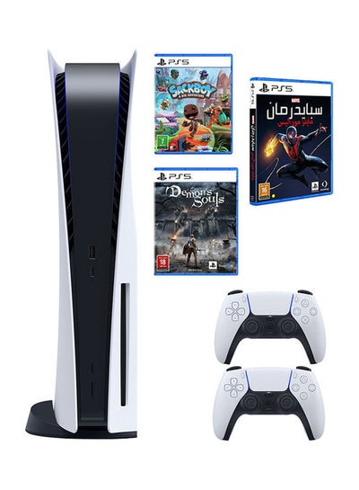 Buy PlayStation 5 Console (Disc Version) With Extra Controller And Games (Demon Souls + Marvel Spider Man Miles Morales + Sackboy: A Big Adventure) in UAE