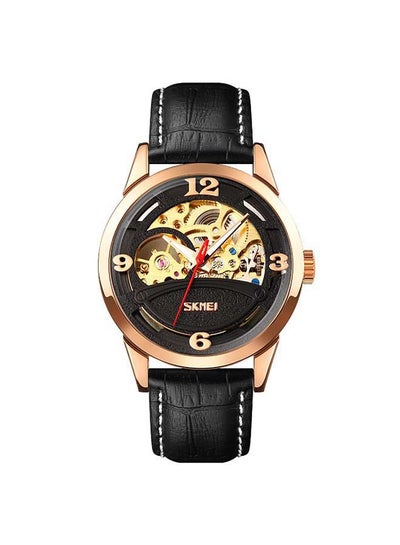 اشتري Men's 9226  Luxury Gold Relogio Custom Logo Leather Band Automatic Watch في السعودية