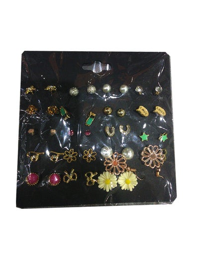 Buy 20-Pair Alloy Crystal Studded Earrings Set in Saudi Arabia