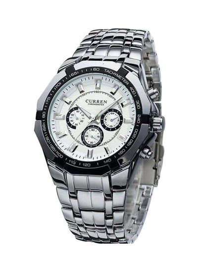 Buy Men's Water Resistant Chronograph Watch 8084 - 43 mm - Silver in UAE